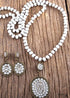 Boho Necklace, Jewelry Set, RH Crystal Black White Glass